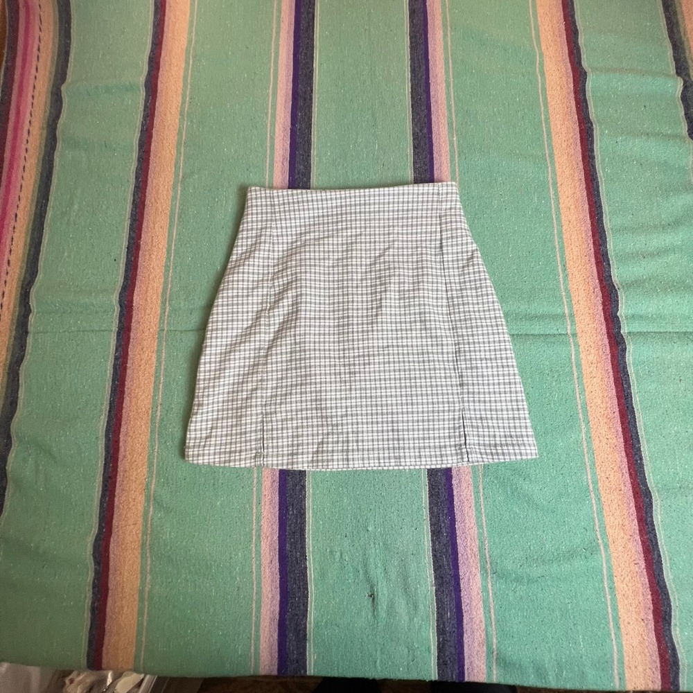 Brandy Melville Plaid Mini Skirt Womens Small Green White Check A-Line Cara